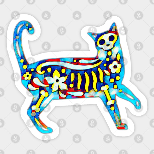 Skeleton Cat! Sticker by Black Cat Alley